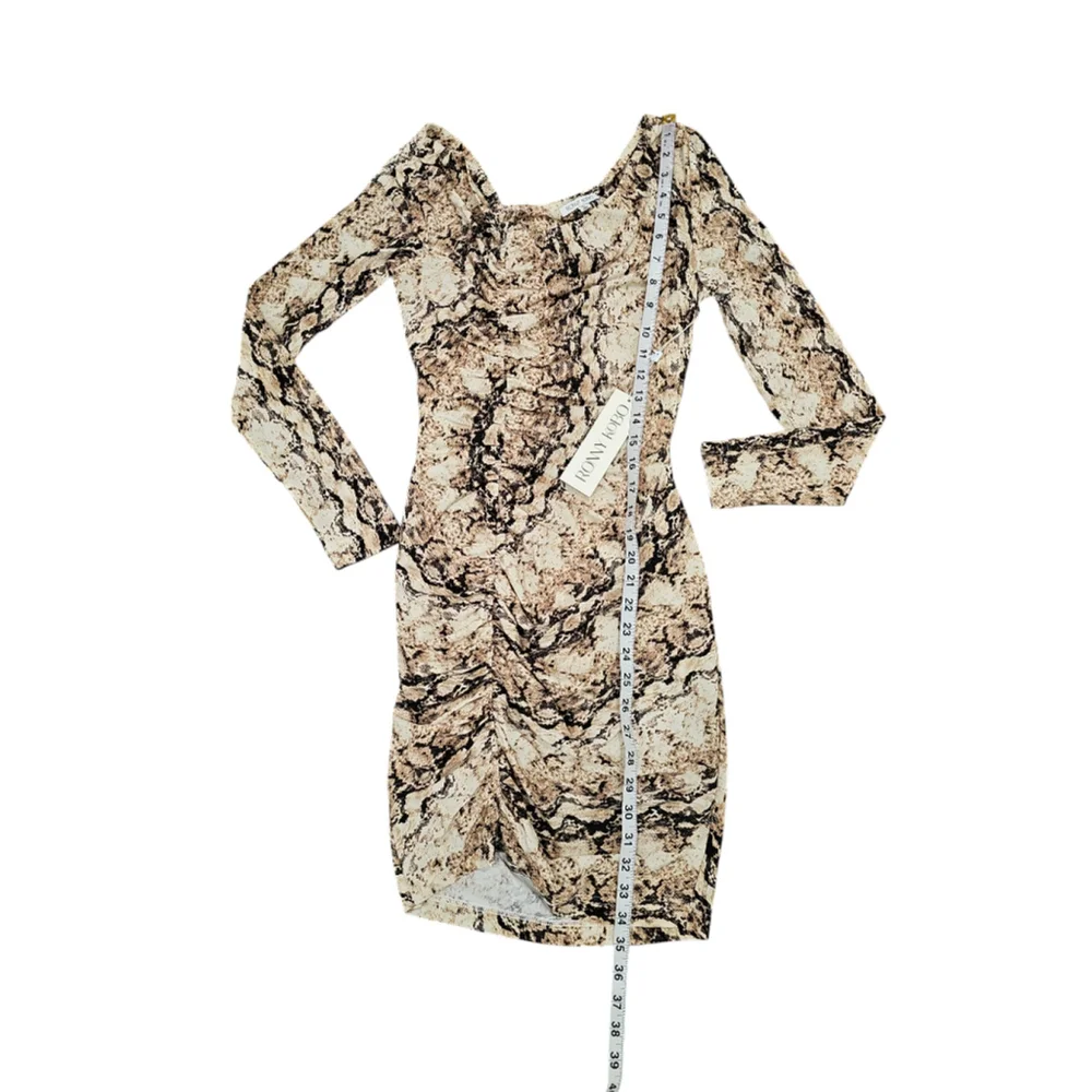 RONNY KOBO MAGDALA DRESS Animal Print Bodycon Long Sleeve Mini Dress Sz M